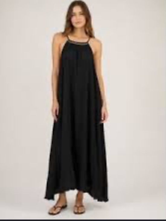 Madewell Dresses & Skirts - Madewell Cotton Boho Black White Halter Small High Low Back Keyhole Maxi Dress L